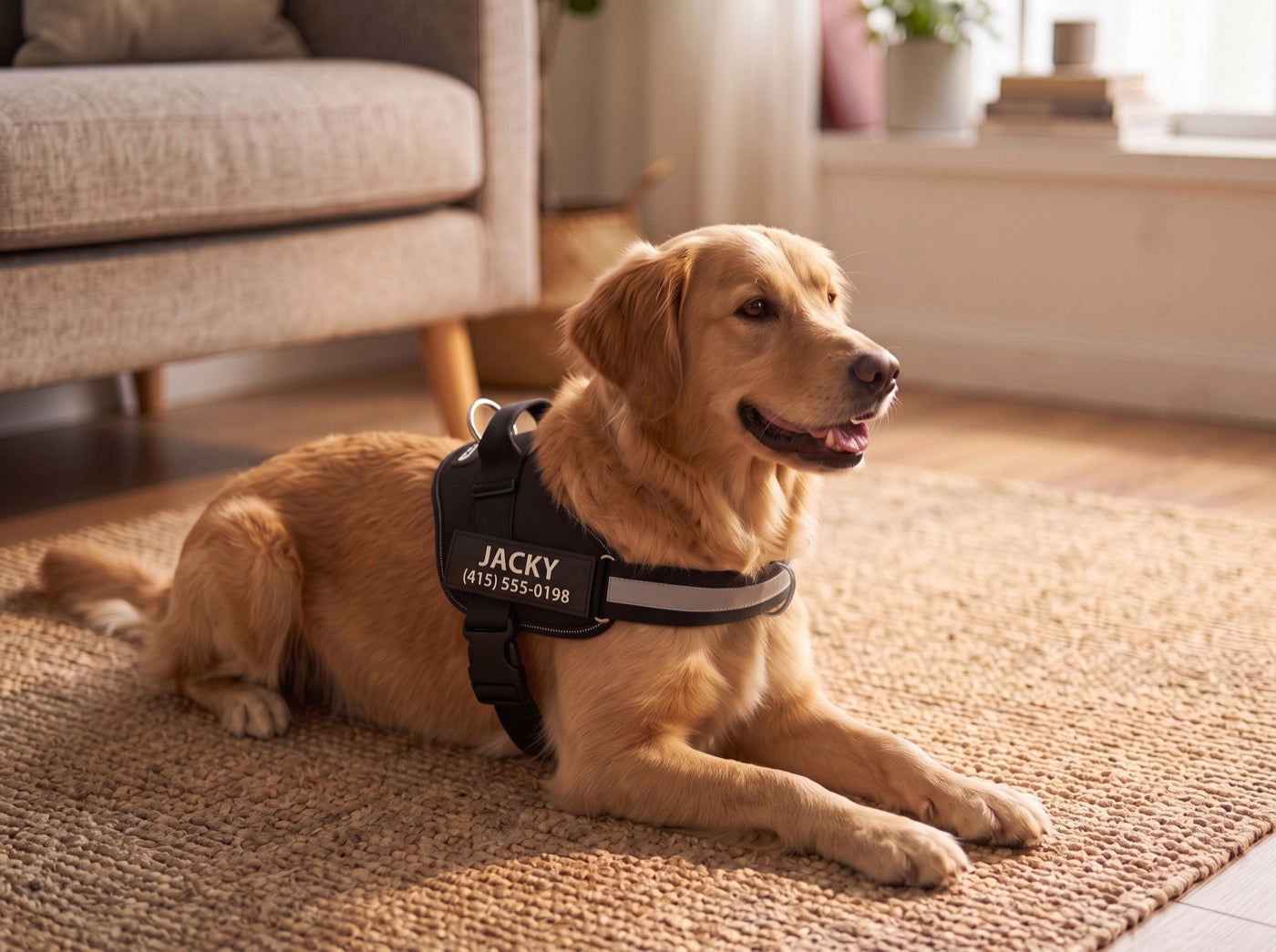 Golden retriever wearing a Dogshood No Pull Harness
